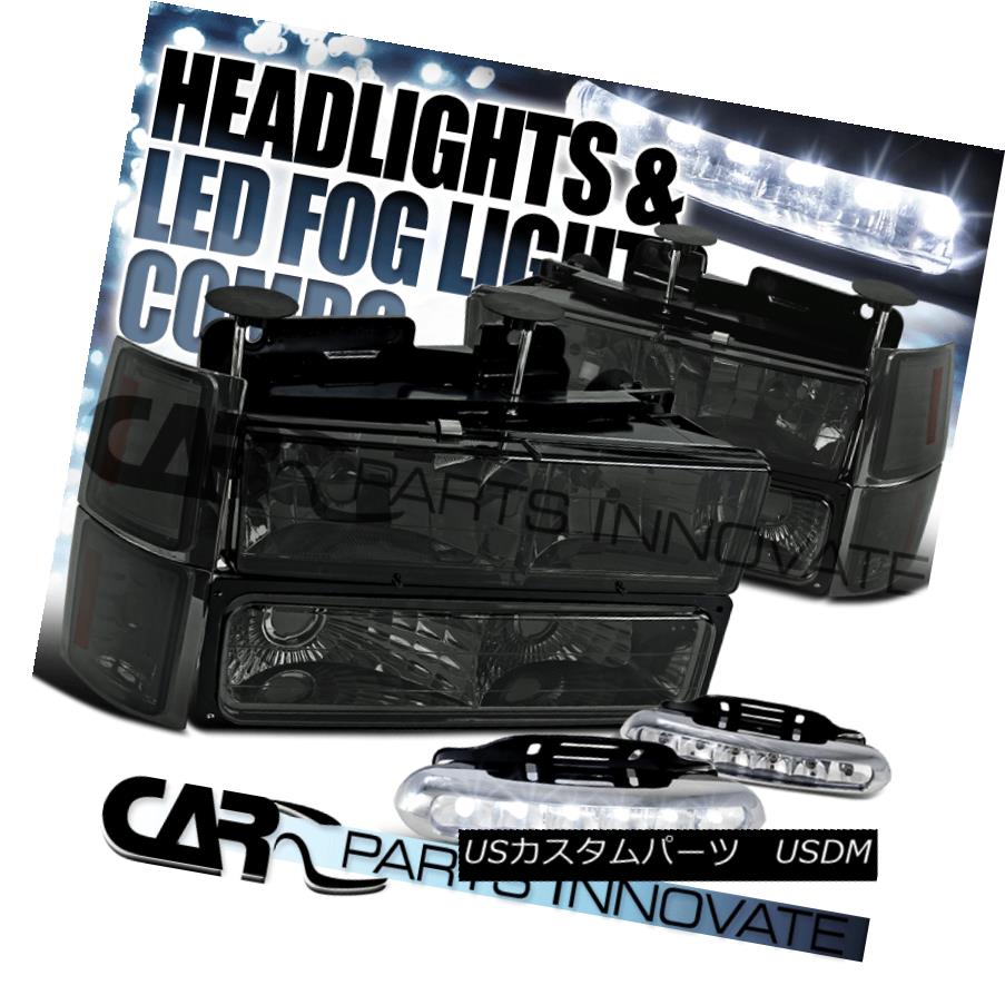ヘッドライト 94-98 Chevy C10 C/K 1500 Smoke Headlights+Bumper Corner Lamps+6-LED Fog Lamps 94-98 Chevy C10 C / K 1500スモークヘッドライト+ Bum /コーナーランプ+ 6-LEDフォグランプ 【並行輸入品】
