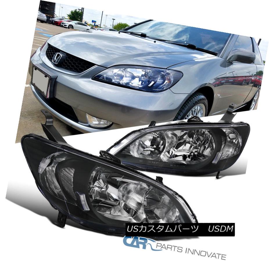 ヘッドライト For 04-05 Honda Civic 2Dr/4Dr Coupe Sedan Black Headlights Driving Head Lamps 04-05ホンダシビック2Dr / 4Drクーペセダンブラックヘッドライトヘッドランプの駆動用 【並行輸入品】