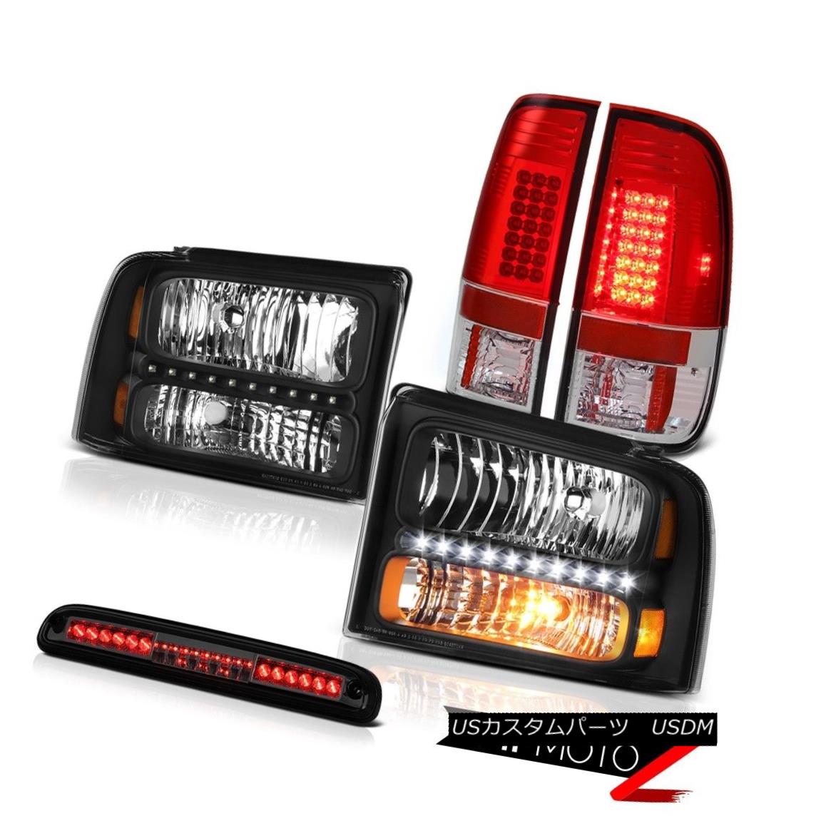 ヘッドライト 05 06 07 F250 King Ranch Black Headlights Bright LED Tail Lights Roof Stop Smoke 05 06 07 F250キングランチブラックヘッドライト明るいLEDテールライトルーフストップ煙 【並行輸入品】