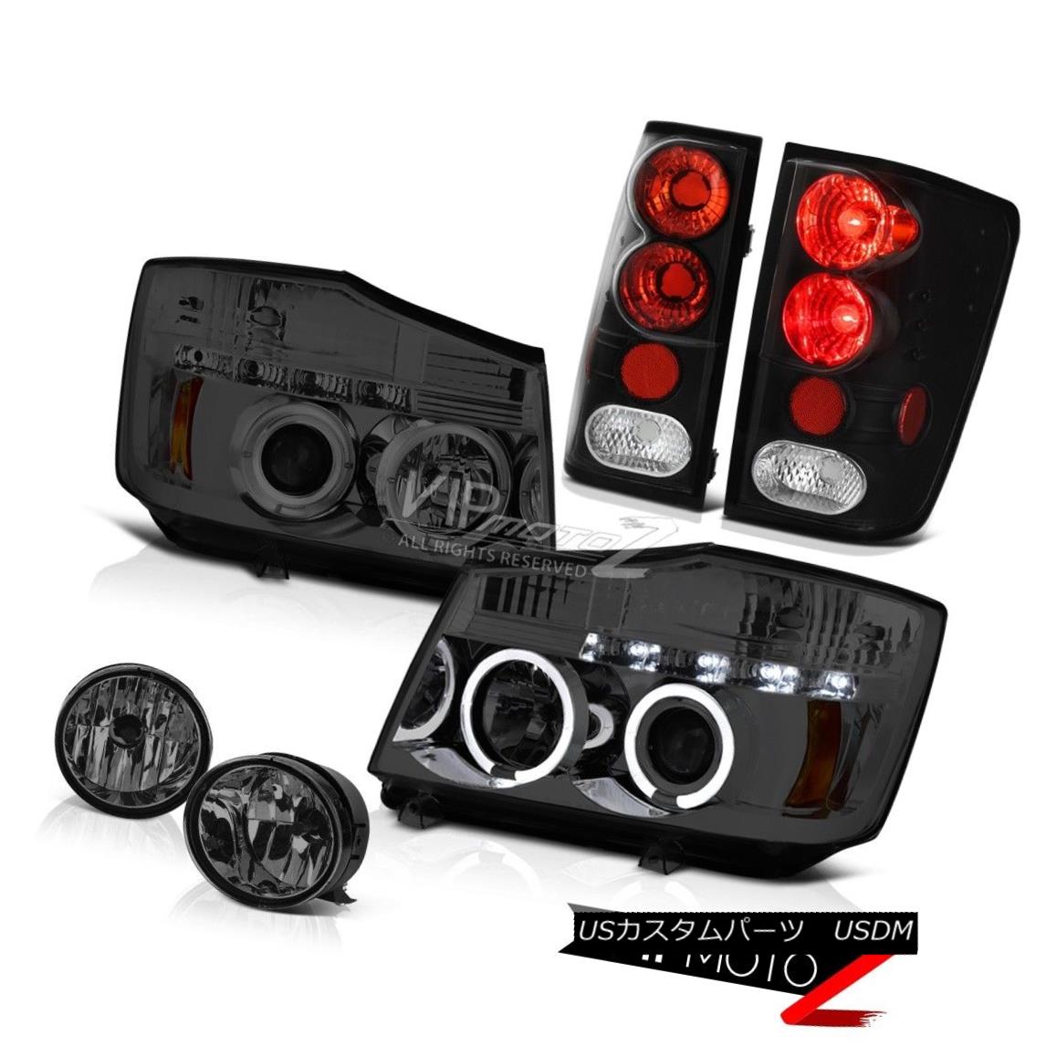 ヘッドライト For 2004-2015 Titan Projector Headlights Angel Eye Signal Tail Lights Black Fog 2004年?2015年Titanプロジェクターヘッドライトエンジェルアイシグナルテールライトブラックフォッグ 【並行輸入品】