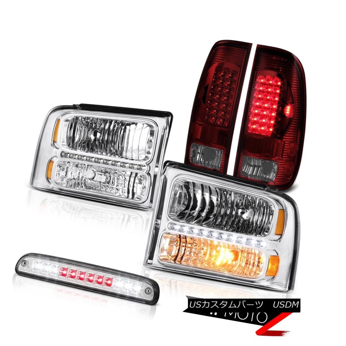 ヘッドライト 2005 2006 2007 F250 L+R Front Headlights Dark Red LED Brake Tail Light Roof Stop 2005 2006 2007 F250 L + RフロントヘッドライトダークレッドLEDブレーキテールライトルーフストップ 【並行輸入品】