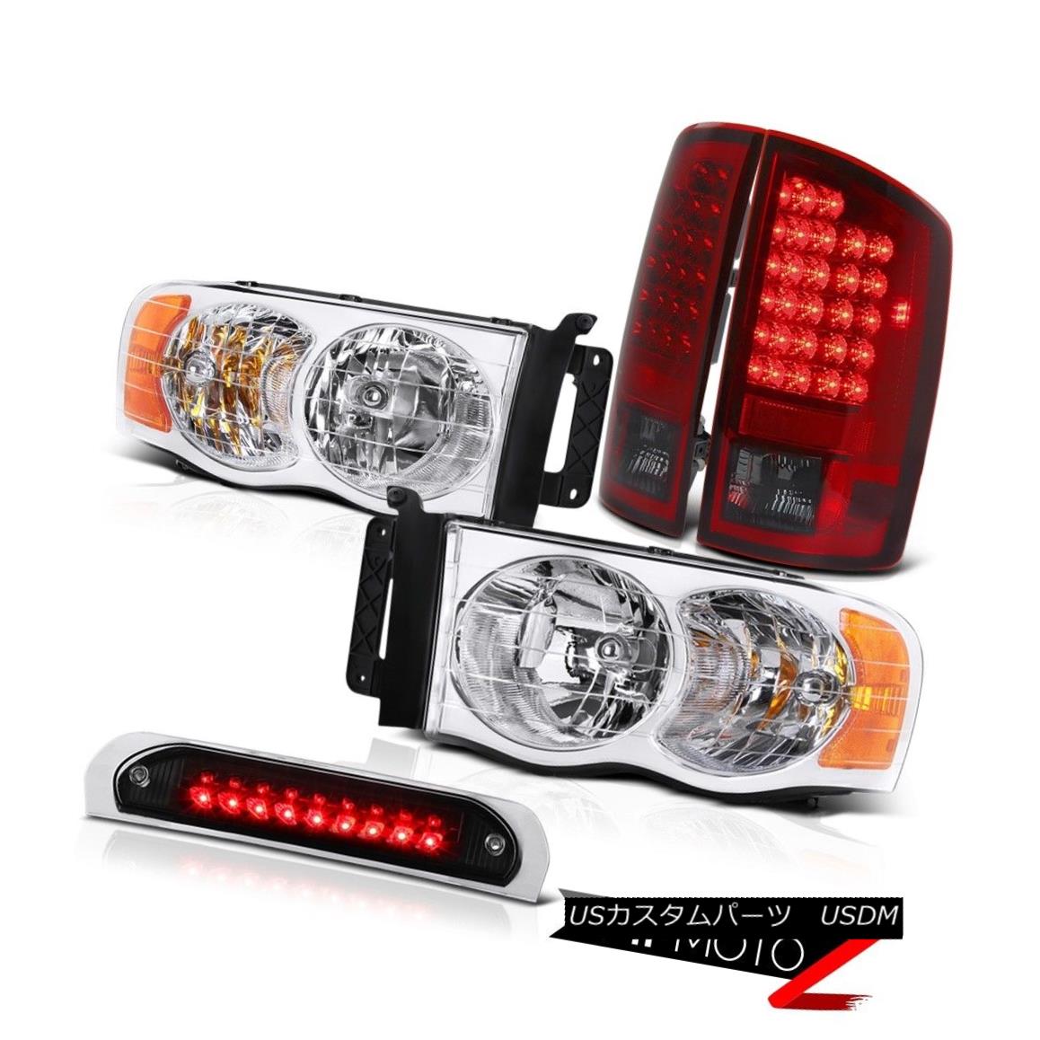 ヘッドライト Pair Chrome Headlights LED Bulbs Tail Lamps High Stop Black 2002-2005 Ram SLT ペアクロームヘッドライトLED電球テールランプハイストップブラック2002-2005 Ram SLT 【並行輸入品】