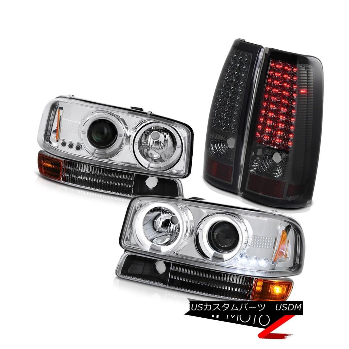 ヘッドライト 99-03 GMC GMT800 LED Angel Eye Headlights Infinity Black Parking Smoked Taillamp 99-03 GMC GMT800 LEDエンジェルアイヘッドライトインフィニティブラックパーキングスモークタイルランプ 【並行輸入品】