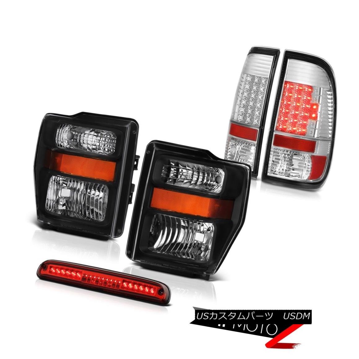 ヘッドライト 2008 2009 2010 Ford F350 SD Crystal Black Headlights LED Bulb Tail Lights Red 2008年2009年2010年フォードF350 SDクリスタルブラックヘッドライトLEDバルブテールライトレッド 【並行輸入品】