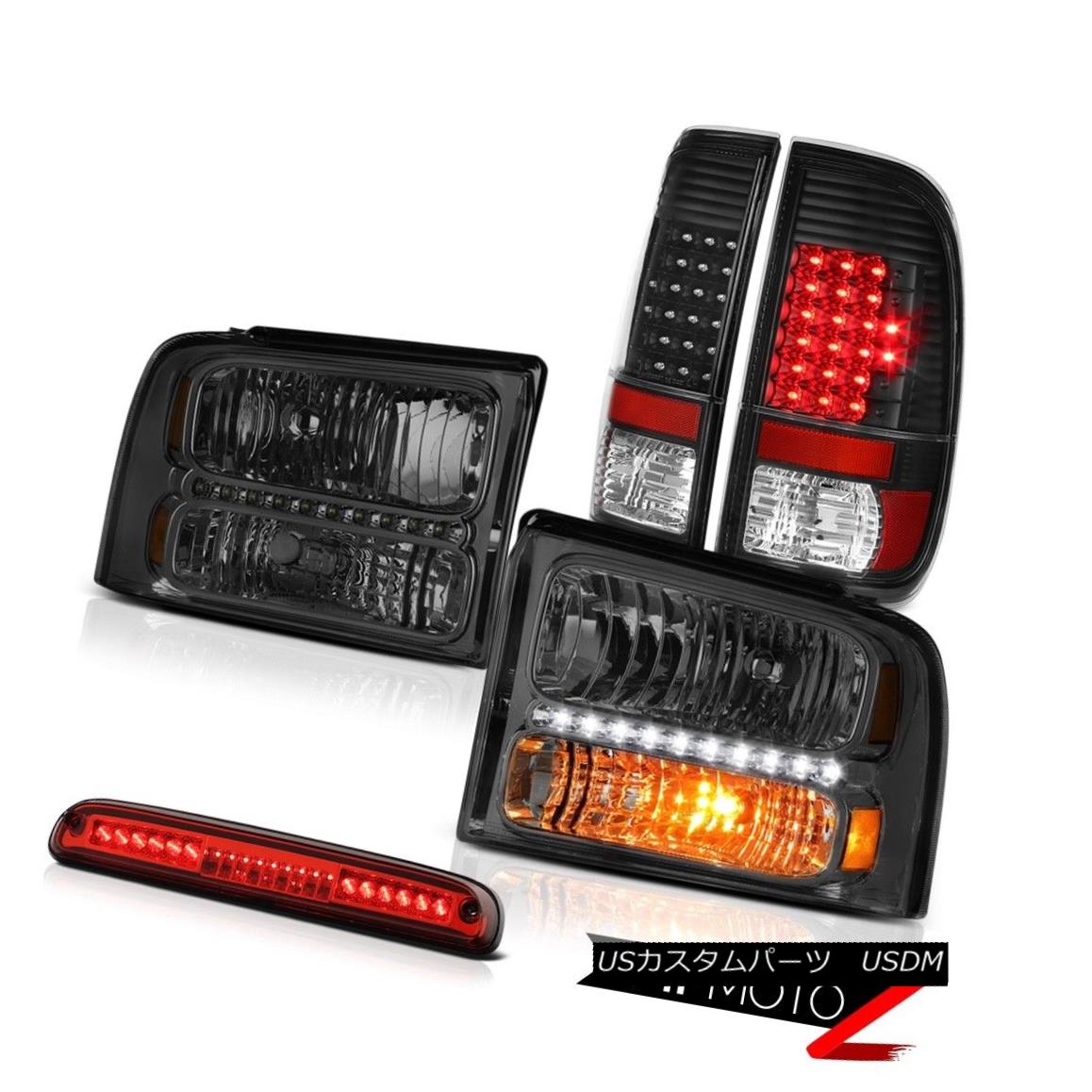ヘッドライト 05 06 07 F250 FX4 Dark Smoke Headlights Black LED Tail Lamps High Brake Cargo 05 06 07 F250 FX4ダークグレーヘッドライトブラックLEDテールランプハイブレーキカーゴ 【並行輸入品】