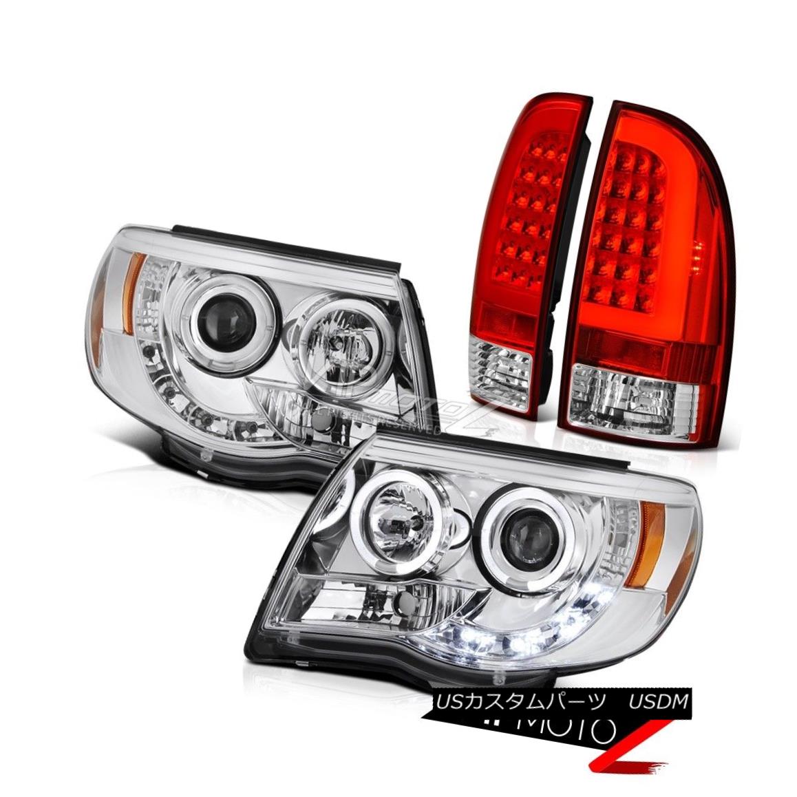 ヘッドライト 05 06-11 Toyota Tacoma Red Clear Fiber Optic Rear Chrome Projector Head Lights 05 06-11トヨタタコマレッドクリアファイバオプティカルリアクロームプロジェクターヘッドライト 【並行輸入品】