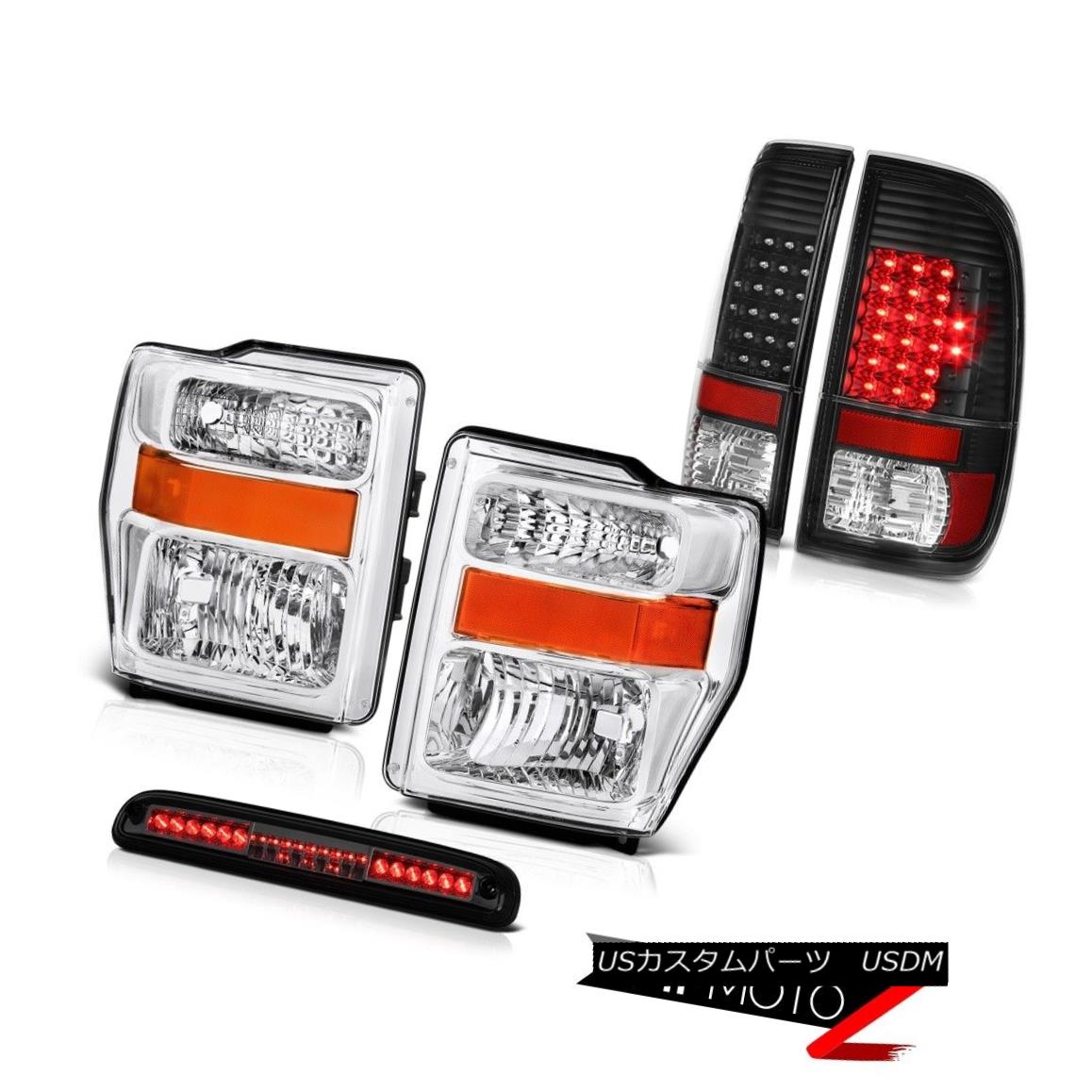 ヘッドライト 08 09 10 F250 Lariat Crystal Clear Headlamps Signal Tail Lights Smoke Third LED 08 09 10 F250ラリアットクリスタルクリアヘッドランプ信号テールライトスモークサードLED 【並行輸入品】
