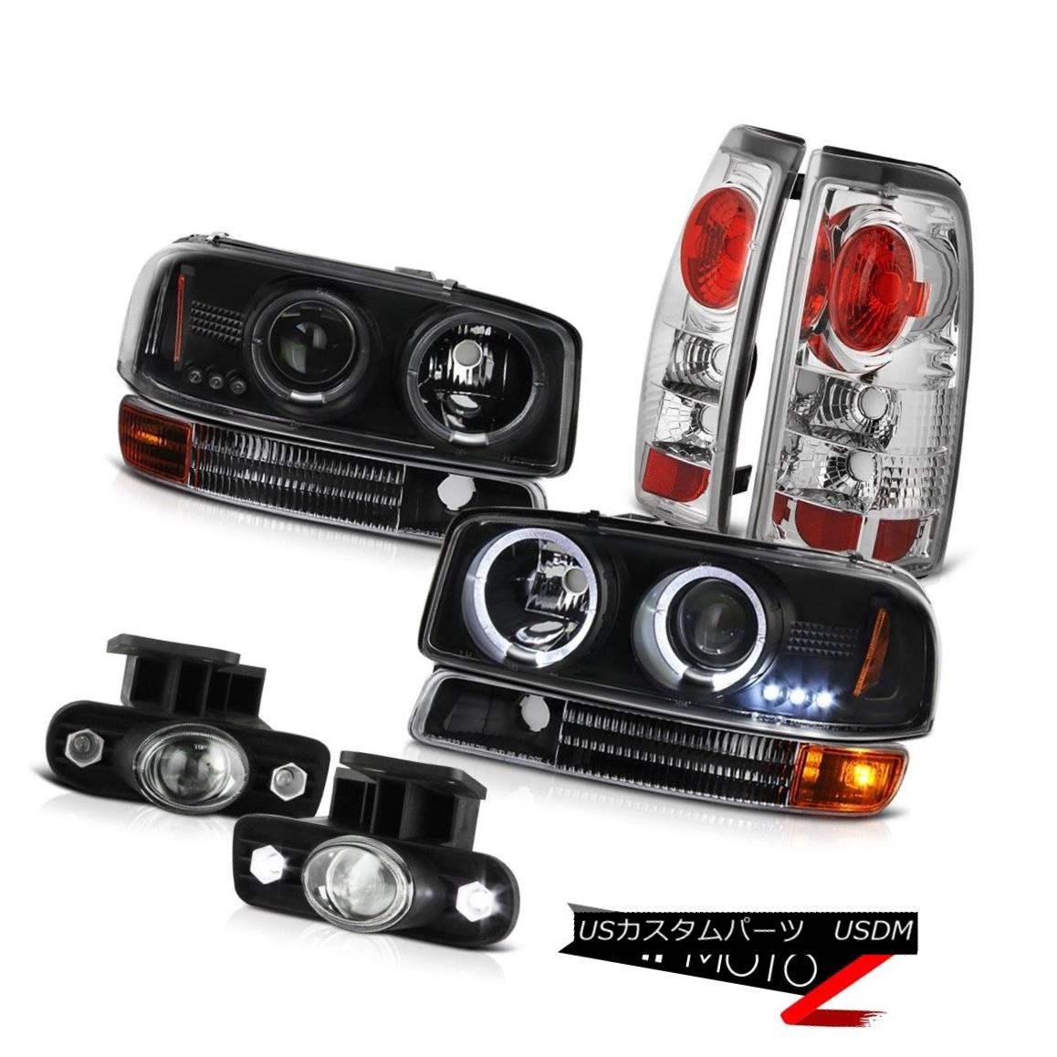 ヘッドライト Halo Headlight Black Signal Brake Lamps Glass Projector Fog 1999-2003 Sierra SLE ハローヘッドライトブラック信号ブレーキランプガラスプロジェクターフォグ1999-2003 Sierra SLE 【並行輸入品】