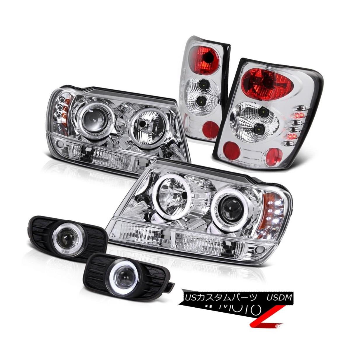 ヘッドライト L+R CHROME HALO HEADLIGHT+TAIL LIGHT+PROJECTOR FOG LAMP 99-03 GRAND CHEROKEE L + R CHROMEハローヘッドライト+テールライト+プロジェクター R FOGランプ99-03 GRAND CHEROKEE 【並行輸入品】