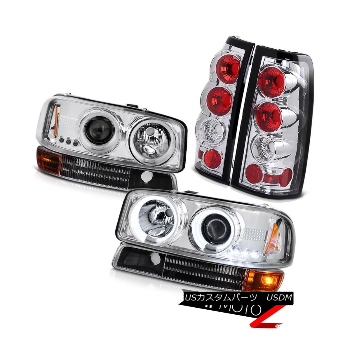 ヘッドライト 99-03 Sierra 5.3L CCFL Angel Eye Headlamps Satin Black Signal Chrome Brake Lamps 99-03 Sierra 5.3L CCFLエンジェルアイヘッドランプサテンブラック信号クロームブレーキランプ 【並行輸入品】