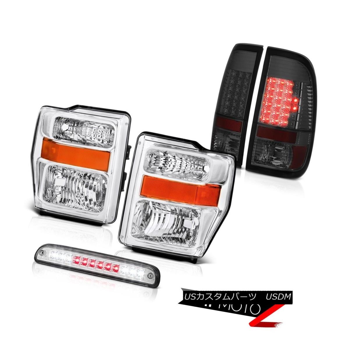 ヘッドライト 2008 2009 2010 F350 6.3L Headlamps Smoked L.E.D Taillamps Euro Third Brake LED 2008 2009 2010 F350 6.3LヘッドランプスモークL.E.DタイルランプユーロサードブレーキLED 【並行輸入品】