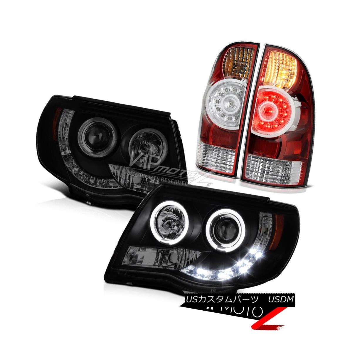 ヘッドライト 05-11 Tacoma TRD Sport Smoke tinted headlamps tail brake lights LED Dual Halo 05-11タコマTRDスポーツ煙がかかったヘッドライトテールブレーキライトLEDデュアルヘイロー 【並行輸入品】
