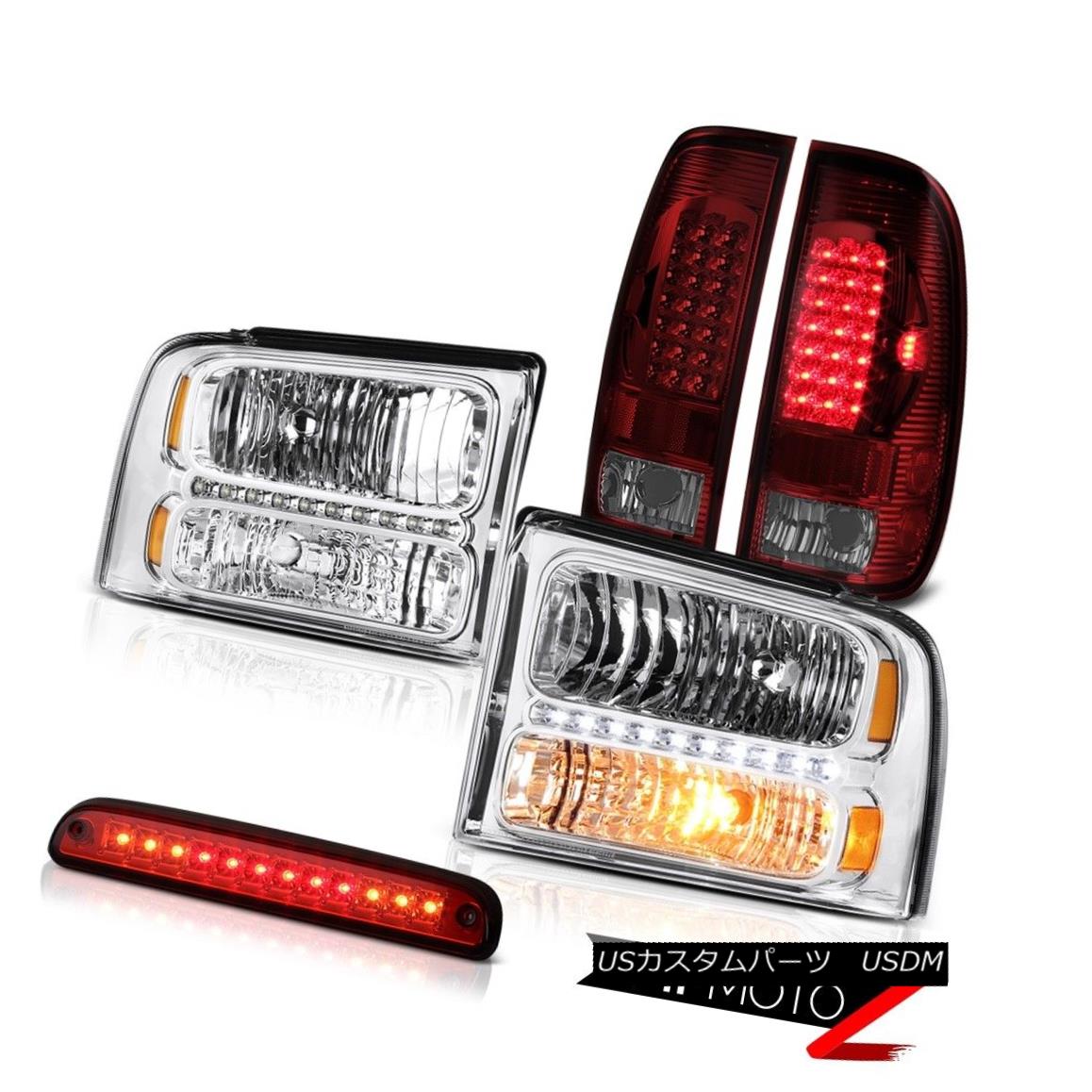 ヘッドライト 05-07 F250 F350 Left Right Front Headlights Dark Red LED Brake Tail Lights 3rd 05-07 F250 F350左右フロントヘッドライトダークレッドLEDブレーキテールライト3rd 【並行輸入品】