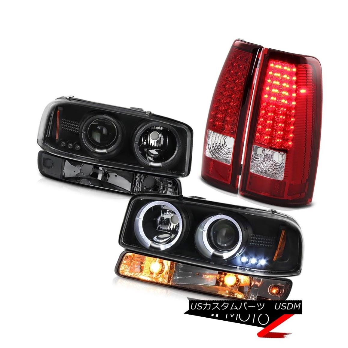 ヘッドライト 1999-2002 Sierra 3500HD Red led tail lights parking lamp black headlights LED 1999-2002シエラ3500HDレッドLEDテールライトパーキングランプブラックヘッドライトLED 【並行輸入品】