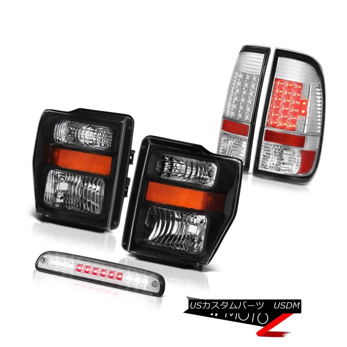 ヘッドライト 2008-2010 F250 Triton V8 Black Headlamps Euro LED Tail Lights Third Brake Cargo 2008-2010 F250トリトンV8ブラックヘッドランプユーロLEDテールライト第3ブレーキ貨物 【並行輸入品】