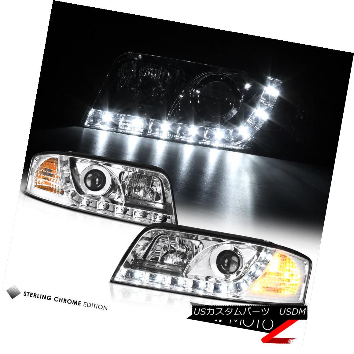 ヘッドライト AUDI A6/QUATTRO 02-04 Euro Chrome Projector Headlight LED SMD DRL Running Lamp AUDI A6 / QUATTRO 02-04ユーロクロームプロジェクターヘッドライトLED SMD DRLランニングランプ 【並行輸入品】