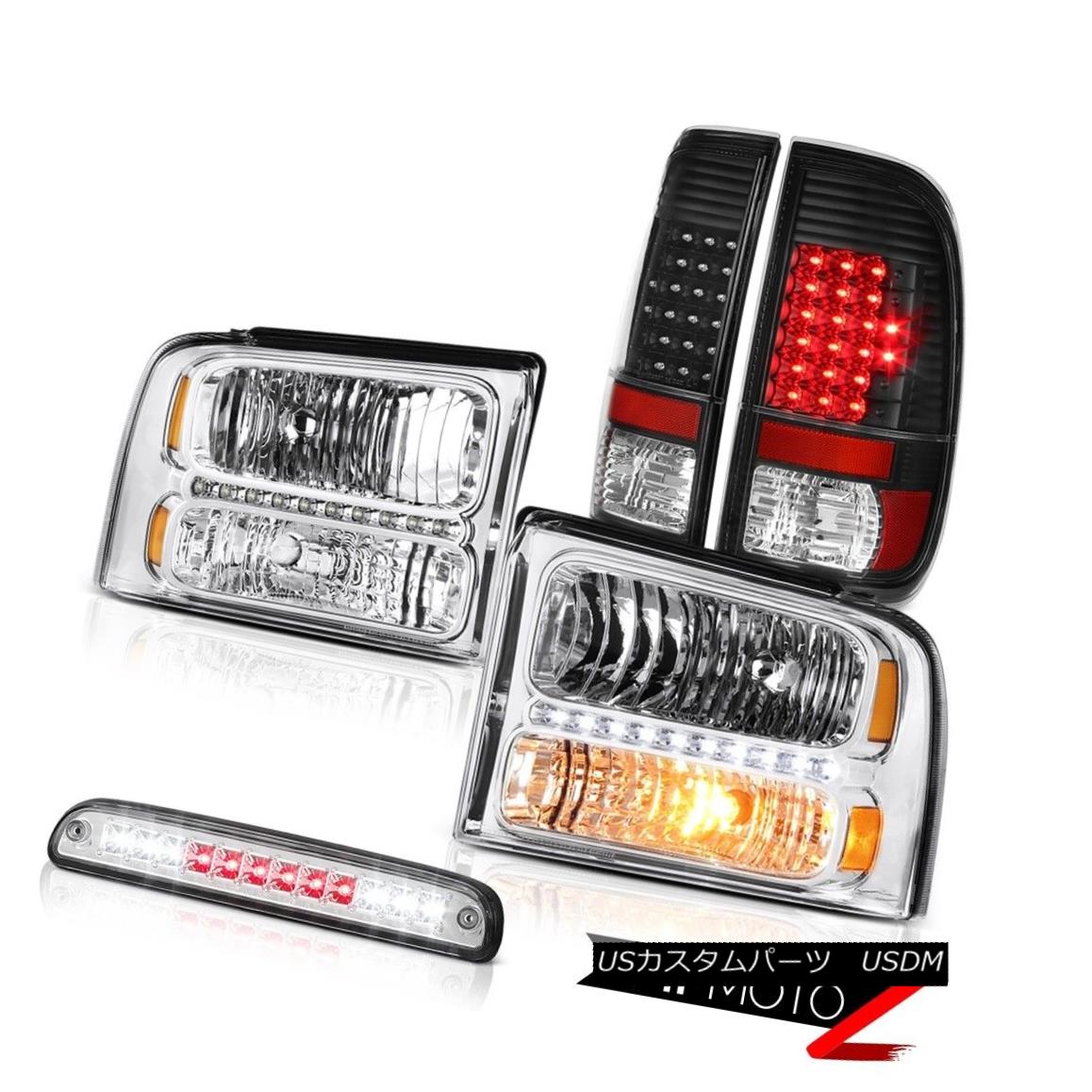 ヘッドライト 2005-2007 F250 XL Pair Clear Headlights LED Black Taillights High Stop Chrome 2005-2007 F250 XLペアクリアヘッドライトLEDブラックテールライトハイストップクローム 【並行輸入品】