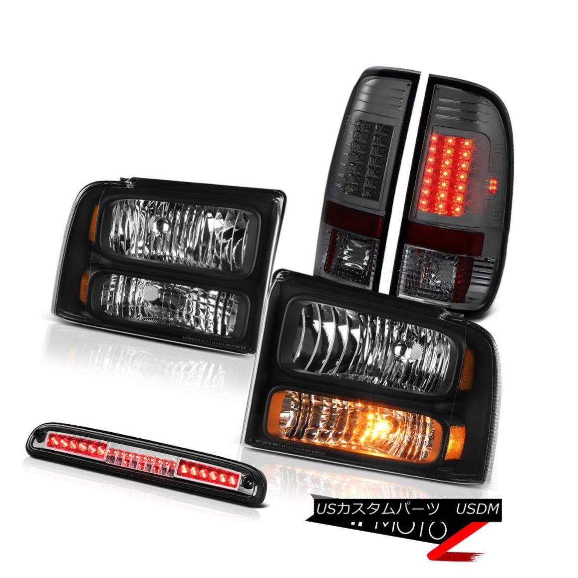 ヘッドライト 05-07 F350 6.8L Black Headlights L.E.D Tail Lights Smoke Chrome Third Brake LED 05-07 F350 6.8LブラックヘッドライトL.E.Dテールライトスモーククロム第3ブレーキLED 【並行輸入品】
