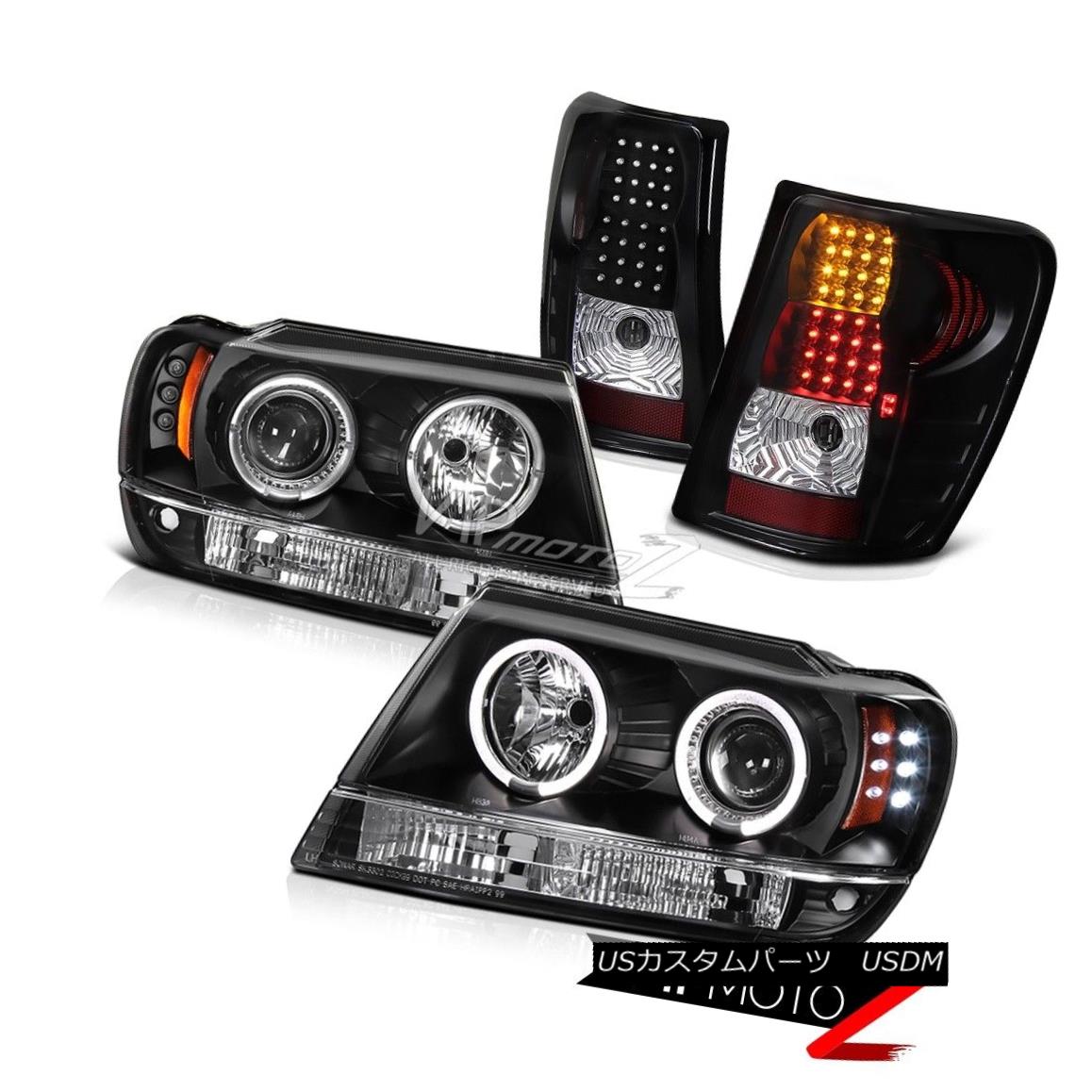 ヘッドライト 99-2004 Jeep Grand Cherokee Laredo Black Halo Projector Headlight LED Tail Light 99-2004ジープグランドチェロキーラレドブラックハロープロジェクターヘッドライトLEDテールライト 【並行輸入品】