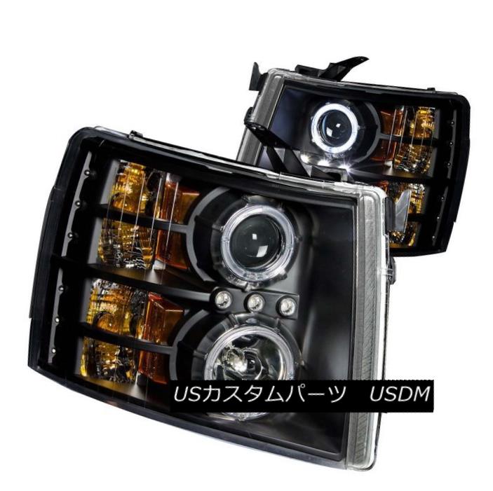 ヘッドライト ANZO 111107 Set of 2 Black CCFL Halo Projector Headlights for Silverado 1500 ANZO 111107 Silverado 1500用の2つのCCFLハロープロジェクターヘッドライトセット 【並行輸入品】