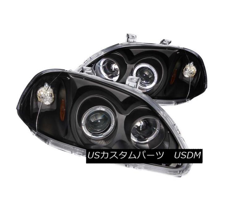 ヘッドライト ANZO 121068 Set of 2 Black Halo Projector Headlights for 96-98 Honda Civic ANZO 121068 96-98 Honda Civic用ブラックハロープロジェクターヘッドライト2個セット 【並行輸入品】