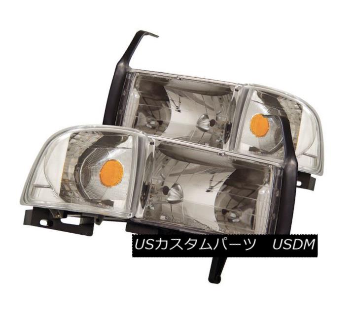ヘッドライト ANZO 111068 Set of 2 Chrome Crystal Headlights w/Corner Light for Ram 1500/2500 ANZO 111068 2個のクロームクリスタルヘッドライト、コーナーライト付き（1500/2500用） 【並行輸入品】