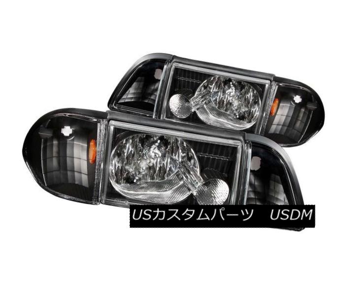 ヘッドライト ANZO 121192 Set of 2 Black Headlights w/Corner & Parking Light for Mustang ANZO 121192 2つのブラックヘッドライトとコーナー＆amp; ムスタングの駐車ライト 【並行輸入品】