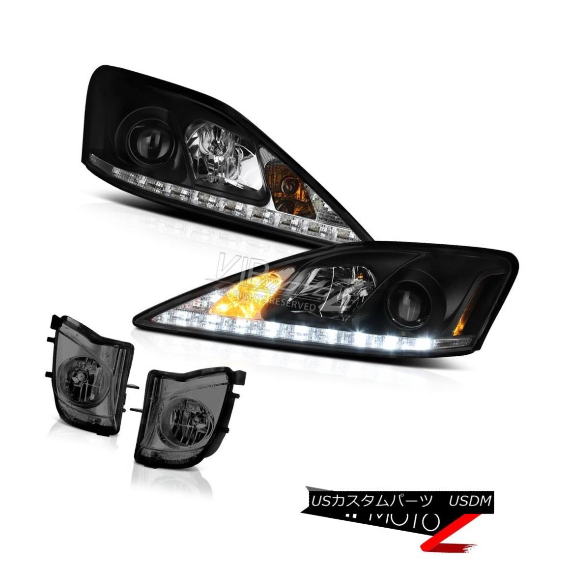 ヘッドライト Black LED DRL [DAYTIME RUNNING LAMP] Front Projector Head Lights Foglamps Smoke ブラックLED DRL [DAYTIME RUNNING LAMP]フロントプロジェクターヘッドライトフォグランプスモーク 【並行輸入品】