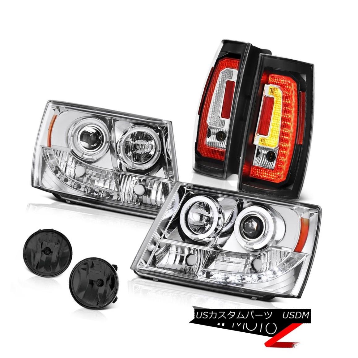 ヘッドライト 07-13 14 Chevy Suburban Custom Head Lights Infinity Black Led Rear Spot Pair L+R 07-13 14シボレー郊外カスタムヘッドライトインフィニティブラックLedリアスポットペアL + R 【並行輸入品】