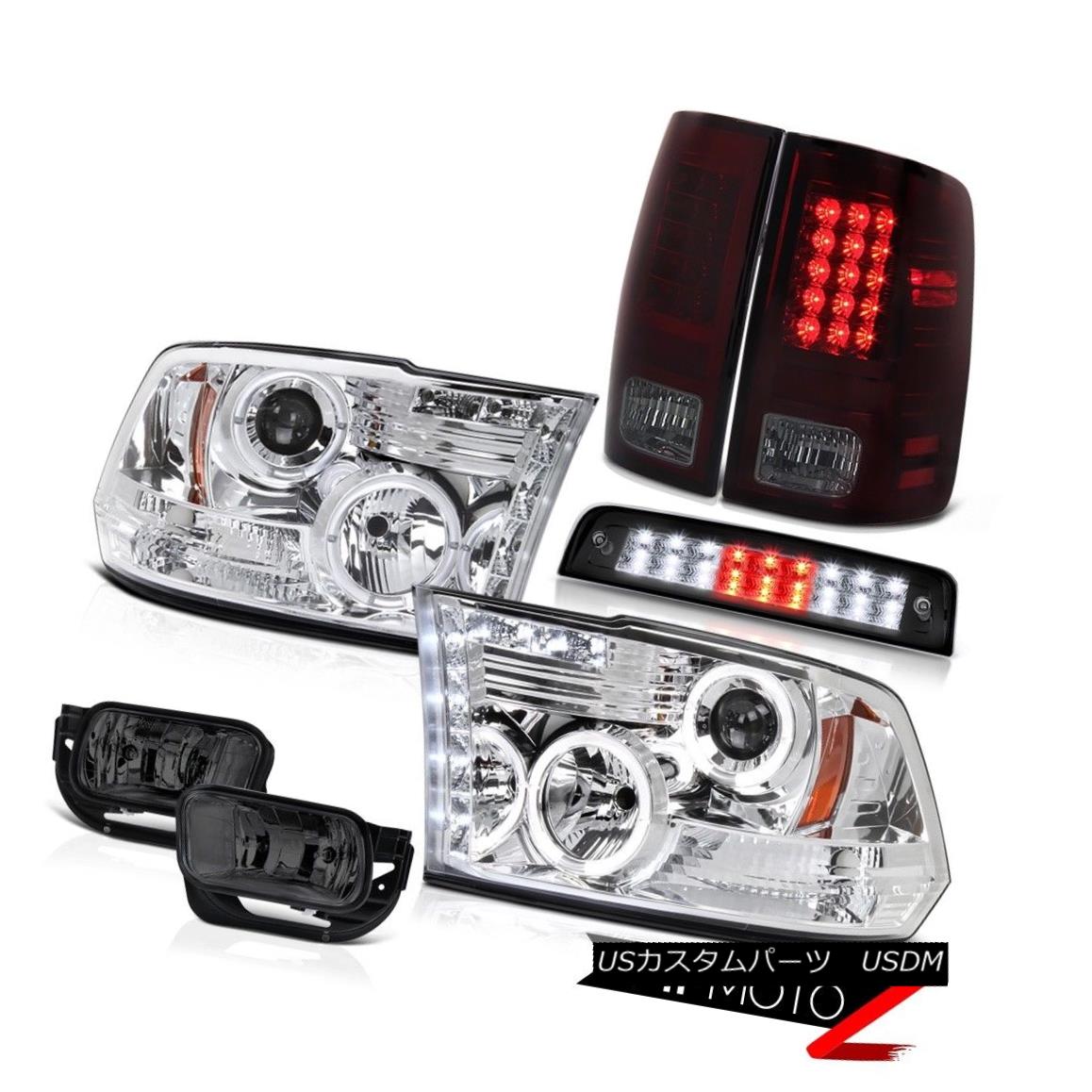 ヘッドライト 2009-2013 Ram 1500 SLT 3RD Brake Light Fog Lamps Tail Chrome Headlights Halo Rim 2009-2013 Ram 1500 SLT 3RDブレーキライトフォグランプテールクロームヘッドライトHalo Rim 【並行輸入品】