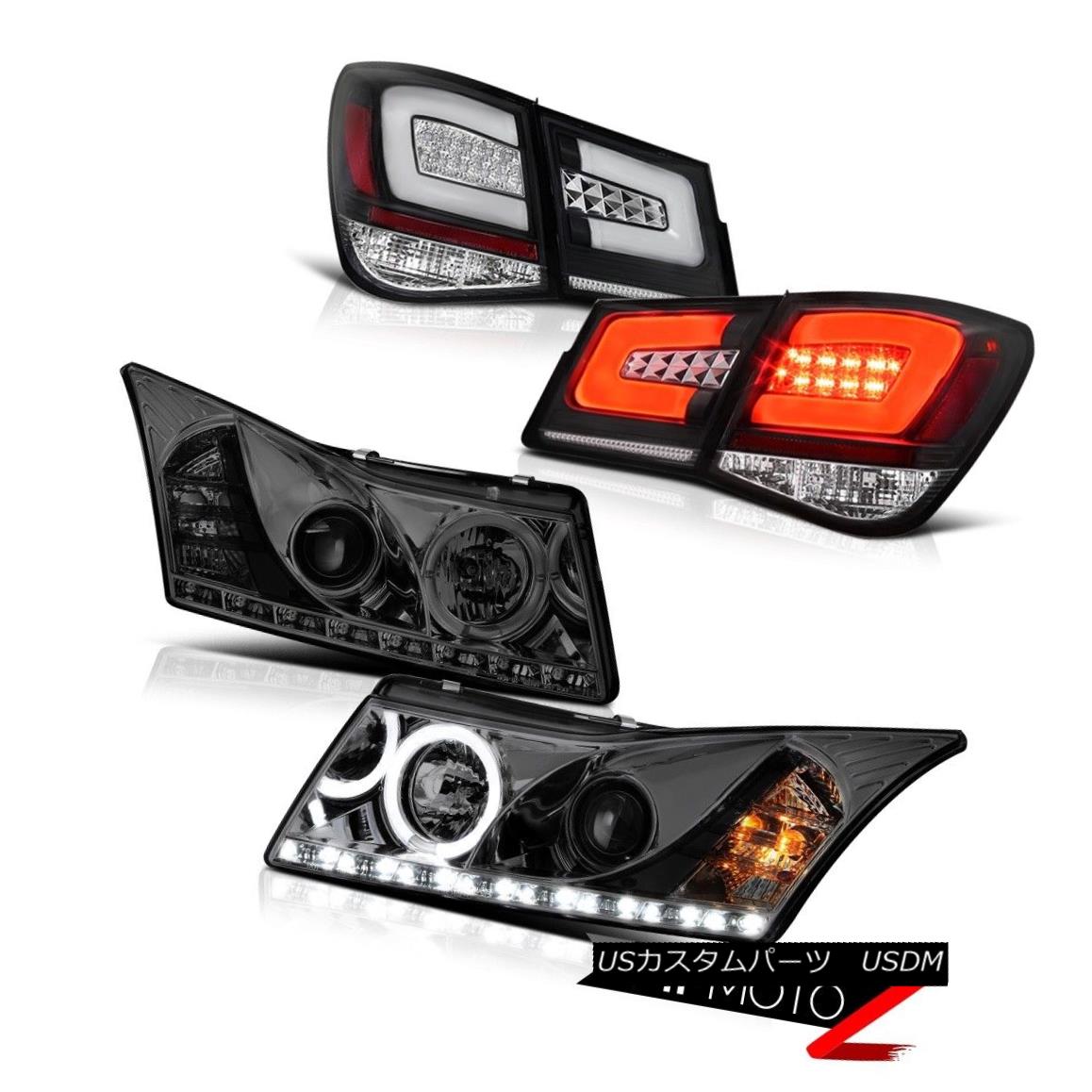 ヘッドライト 11-15 Cruze LT Black Taillights Projector Headlamps LED Halo Ring \
