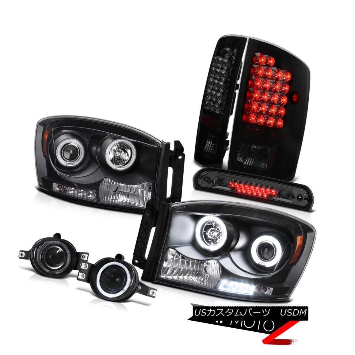 ヘッドライト 07 08 Dodge Ram Black CCFL Rim Headlights Brake Tail Lights Glass Fog Third LED 07 08ダッジ・ラム・ブラックCCFLリム・ヘッドライトブレーキ・テール・ライトガラスフォグ第3 LED 【並行輸入品】