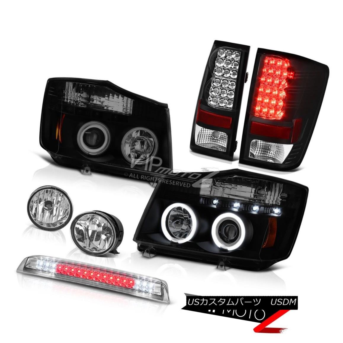 ヘッドライト Dark Tinted Angel Eye Headlight Fog Third Brake Cargo LED For 2004-2015 Titan S ダークティンテッドエンジェルアイヘッドライトフォグThirdブレーキカーゴLED 2004年?2015 Titan S 【並行輸入品】｜カスタムパーツ WORLD倉庫