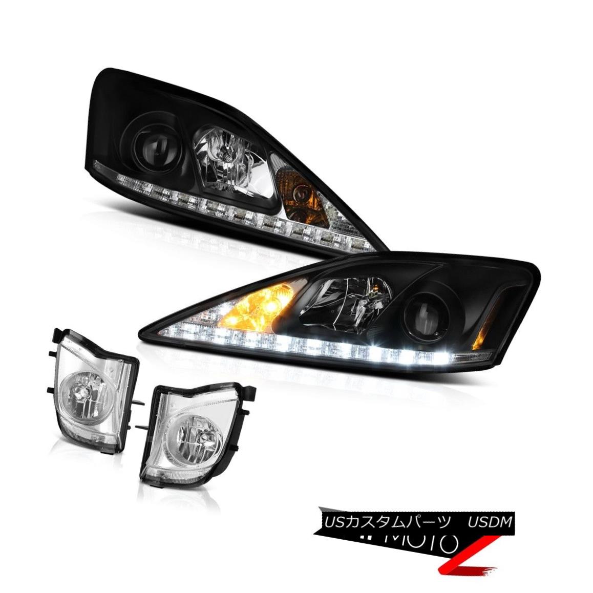 ヘッドライト 2006-2009 Lexus IS250 IS350 AWD 2WD Front Foglights Black LED D.R.L Headlights 2006-2009レクサスIS250 IS350 AWD 2WDフロントフォグライトブラックLED D.R.Lヘッドライト 【並行輸入品】