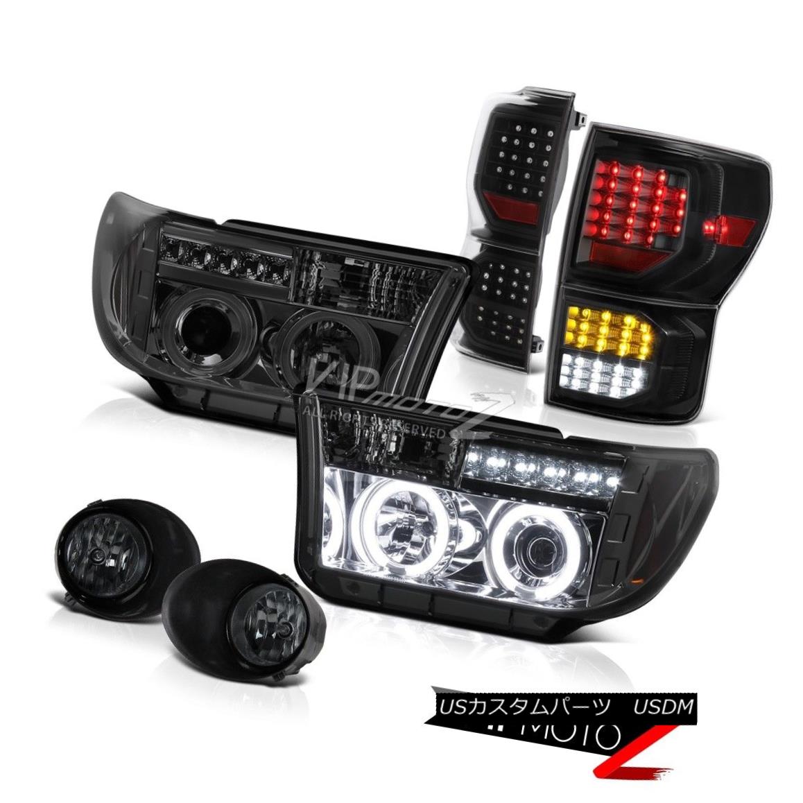 ヘッドライト 07-13 Toyota Tundra SR5 Black Parking Brake Lights Fog Headlamps LED CCFL Ring 07-13トヨタツンドラSR5ブラックパーキングブレーキライトフォグヘッドランプLED CCFLリング 【並行輸入品】