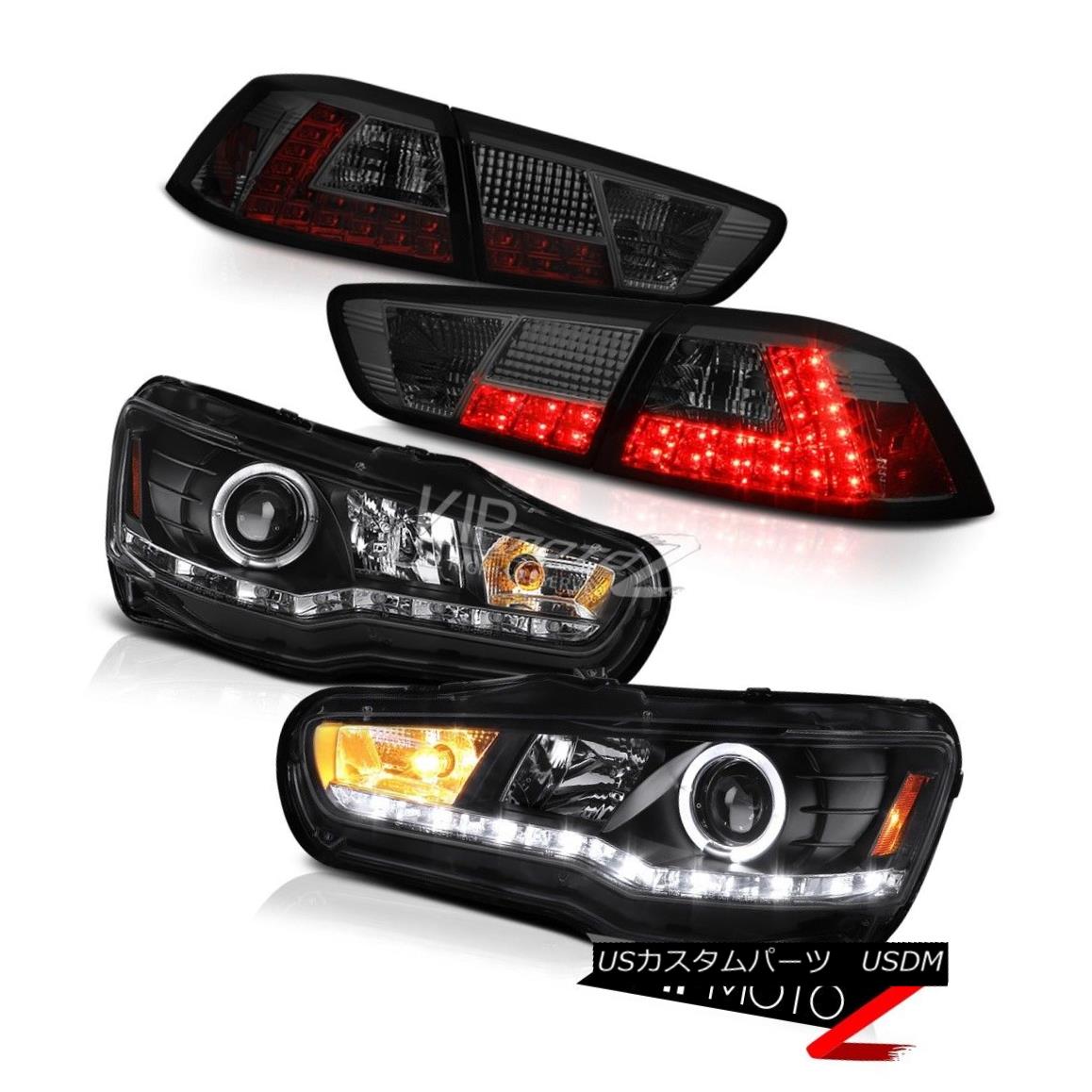 ヘッドライト 08-14 Lancer Evolution X Black [HID] Headlights Smoke "High Power" LED Taillight 08-14ランサーエボリューションXブラック[HID]ヘッドライトスモーク "ハイパワー" LEDテールライト 【並行輸入品】｜カスタムパーツ WORLD倉庫