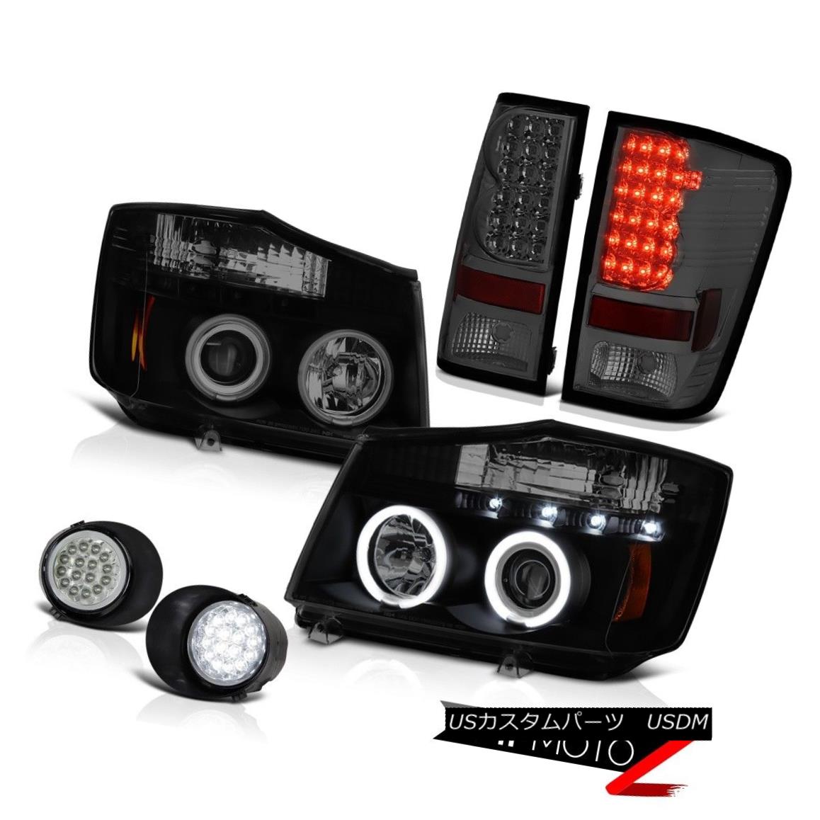 ヘッドライト For 2004-2015 Titan XE CCFL Halo Ring Headlight Smoke LED Tail Light Bumper Fog 2004年?2015年Titan XE CCFL HaloリングヘッドライトスモークLEDテールライトバンパーフォグ 【並行輸入品】