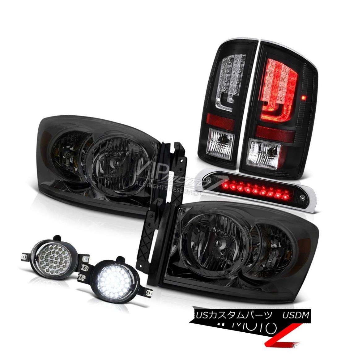 ヘッドライト 07-08 Dodge Ram 1500 SLT Tail Lights High STop Light Smoked Headlamps Foglamps 07-08ダッジラム1500 SLTテールライトハイストップライトスモークヘッドランプフォグランプ 【並行輸入品】