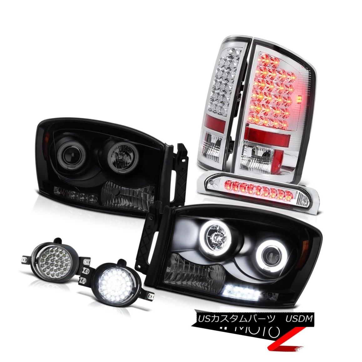ヘッドライト 2006 Dodge Ram 5.9L CCFL Halo Rim Headlight Smoke LED DRL Fog Kit 3RD Brake Lamp 2006ダッジラム5.9L CCFLハローリムヘッドライトスモークLED DRLフォグキット3RDブレーキランプ 【並行輸入品】