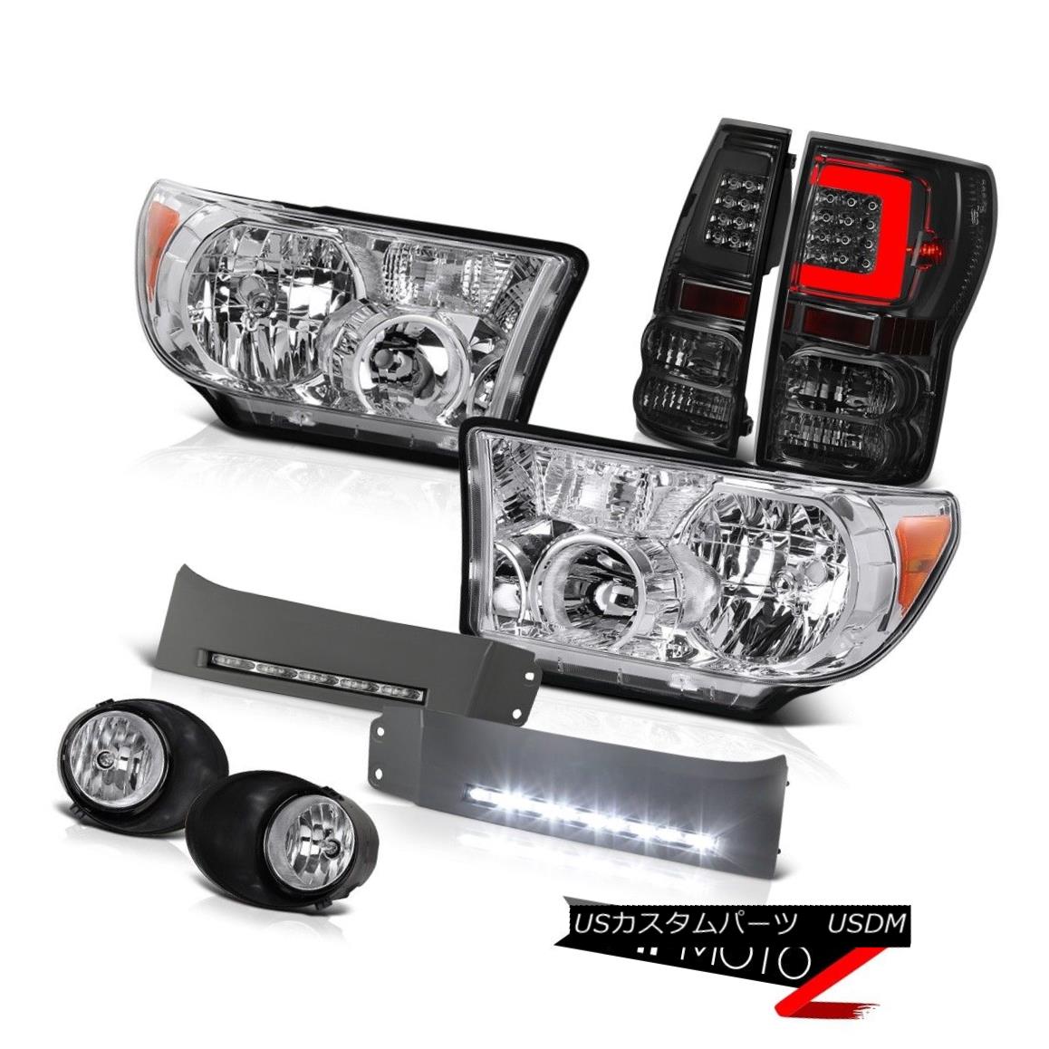 ヘッドライト 07-13 Toyota Tundra Led Tube Tail Euro Chrome Head Lights Unprimed Drl Fog LH+RH 07-13トヨタTundraはチューブテールをユーロクロームヘッドライトUnprimed DrlフォグLH + RHに導いた 【並行輸入品】