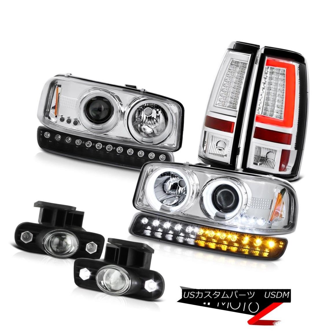 ヘッドライト 99-02 Sierra 6.6L Tail Brake Lights Turn Signal Fog CCFL Headlamps \