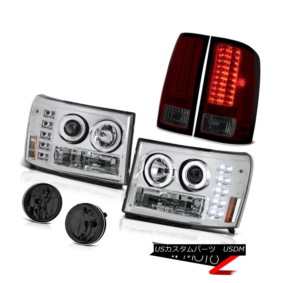 ライト ランプ 受注生産品 ヘッドライト Euro Ccfl Ring Headlamps Smokey Red Tail Light Gmc Sierra Slt Driving Foglights ユーロccflリングヘッドライトスモークレッドテールライトgmc Sierra Sltドライビングフォグライト Beachsidecliniccr Com