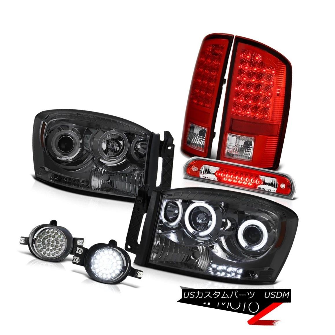 ヘッドライト Smoke CCFL Halo Headlamps LH+RH LED Brake Lights Bumper Fog 3rd Red 06 Ram 2500 煙CCFL HaloヘッドランプLH + RH LEDブレーキライトバンパーフォグ3rd Red 06 Ram 2500 【並行輸入品】