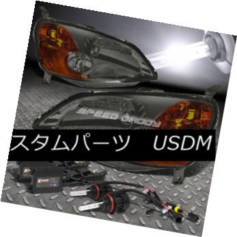 ヘッドライト FITS 01-03 HONDA CIVIC EM/ES SMOKED/AMBER HEADLIGHTS+H4 6000K HID+SLIM BALLAST FITS 01-03 HONDA CIVIC EM / ES SMOKED /アンバーヘッドライト+ H4 6000K HID +スリムバラスト 【並行輸入品】