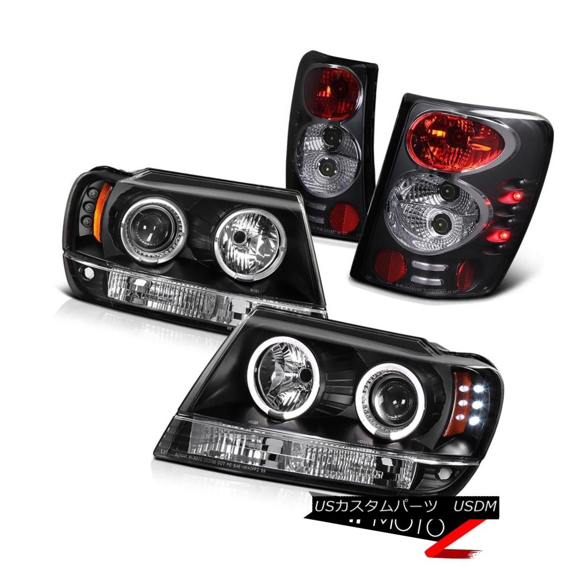 ヘッドライト 1999-2004 Jeep Grand Cherokee WJ Black Halo Projector Headlight Brake Tail Light 1999-2004ジープグランドチェロキーWJブラックハロープロジェクターヘッドライトブレーキテールライト 【並行輸入品】