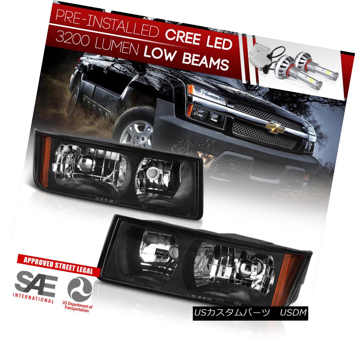 ヘッドライト {Built-In LED Low Beam} 02 03 04 05 06 Chevy Avalanche Black Headlights Assembly {内蔵LEDロービーム} 02 03 04 05 06シボレーアバランチェブラックヘッドライトアセンブリ 【並行輸入品】