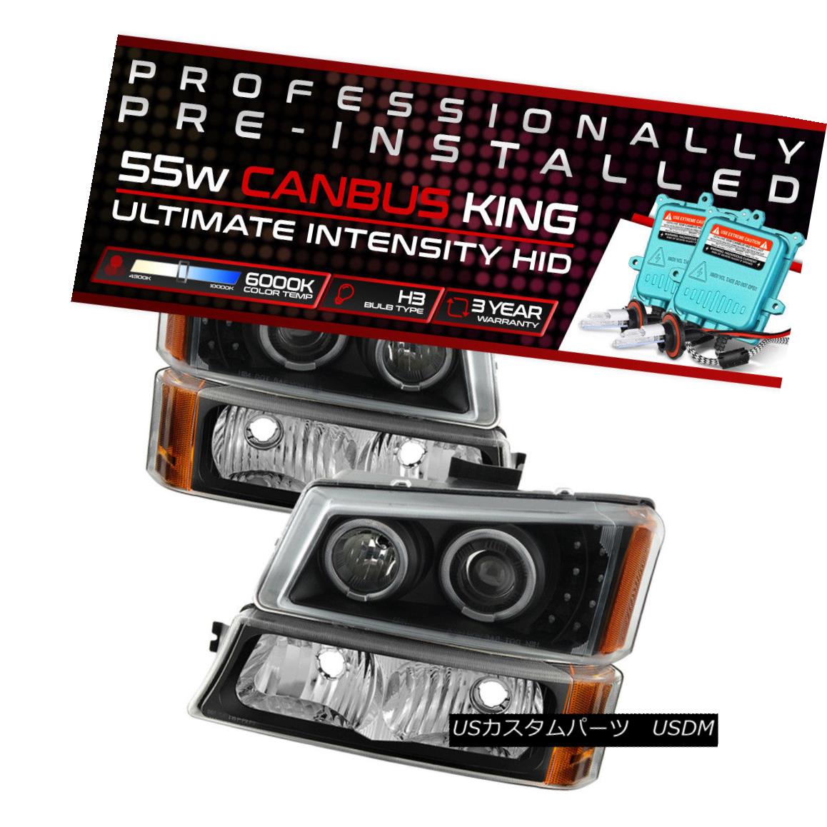 ヘッドライト !55W HID Built-In! 03-06 Chevy Silverado Black LED Halo Headlight Signal Lamp ！55W HID内蔵！ 03-06 Chevy Silverado Black LED Haloヘッドライトシグナルランプ 【並行輸入品】