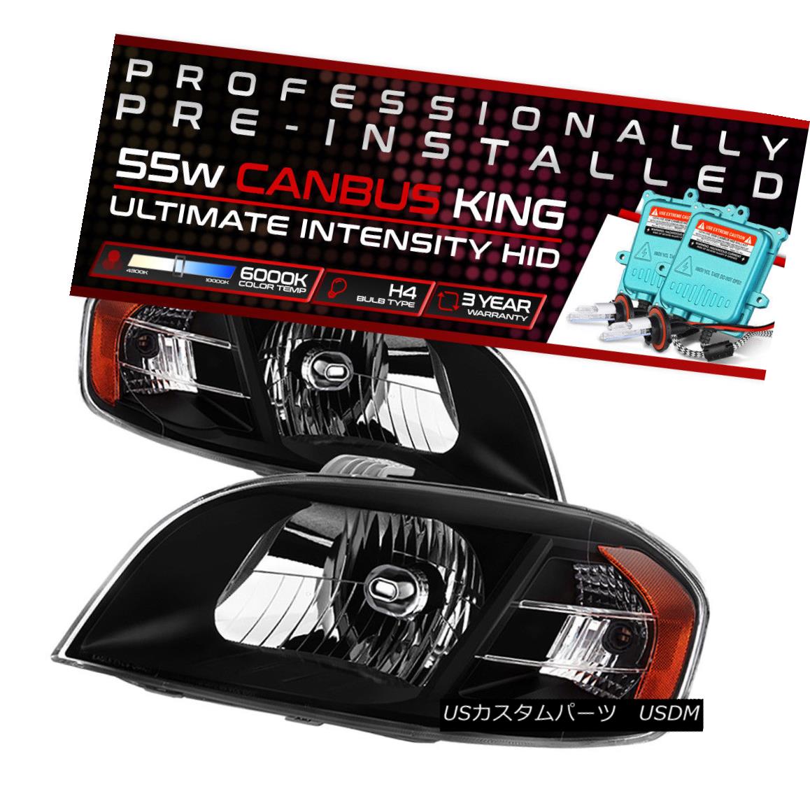 ヘッドライト !55W HID Built-In! 07-11 Chevy Aveo Black Replacement Headlight Lamp Assembly ！55W HID内蔵！ 07-11 Chevy Aveoブラック交換ヘッドライトランプアセンブリ 【並行輸入品】