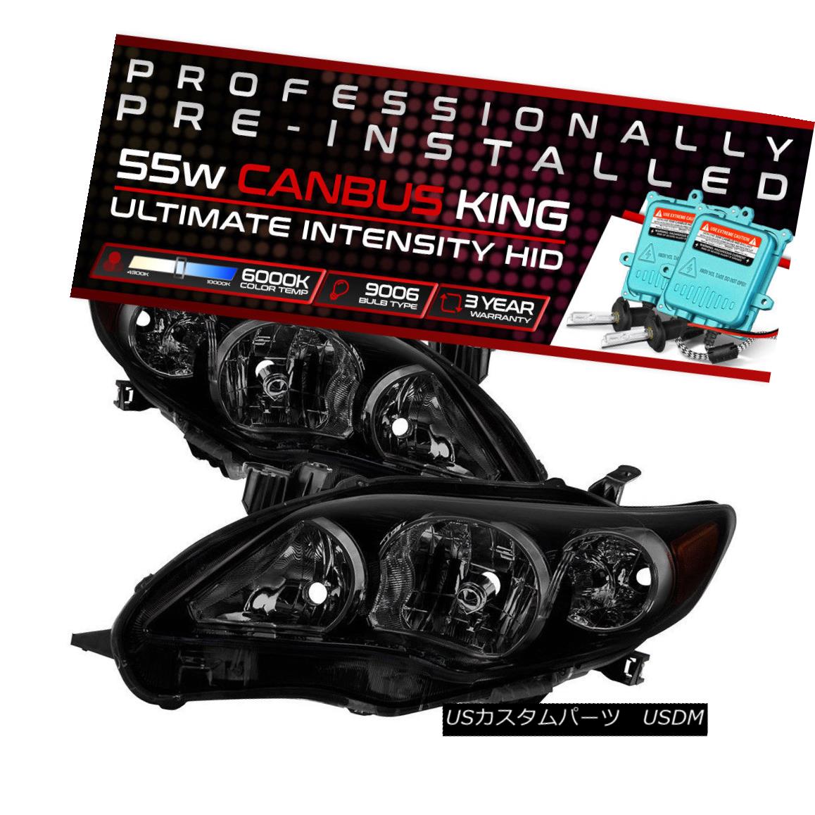 ヘッドライト !55W HID Built-In! 11-13 Toyota Corolla Black Smoked Replacement Headlight Lamp ！55W HID内蔵！ 11-13トヨタカローラブラックスモーク交換ヘッドライトランプ 【並行輸入品】