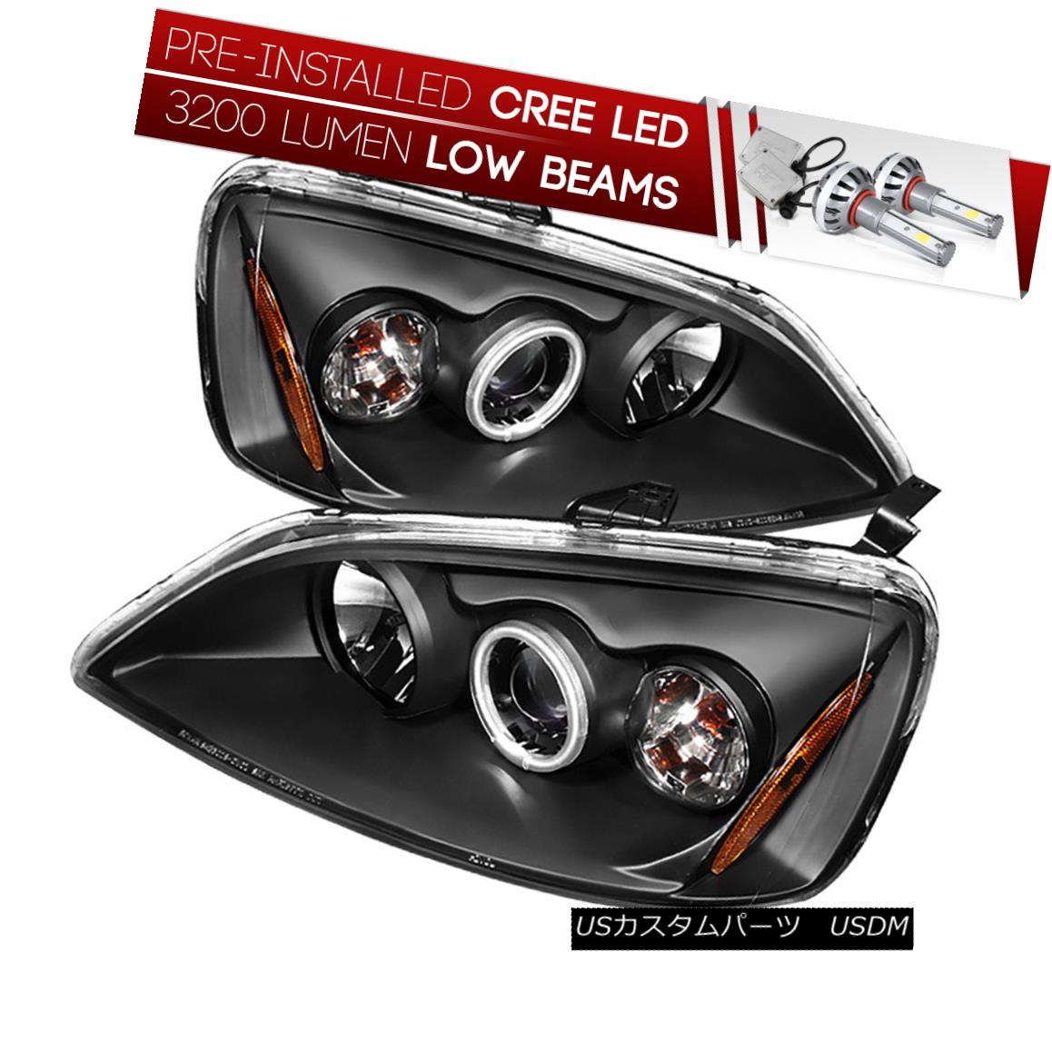ヘッドライト [CREE LED Bulb Installed] 01-03 Civic 2/4DR Black CCFL Halo Projector Headlight [CREE LED Bulb Installed] 01-03シビック2 / 4DRブラックCCFLハロープロジェクターヘッドライト 【並行輸入品】